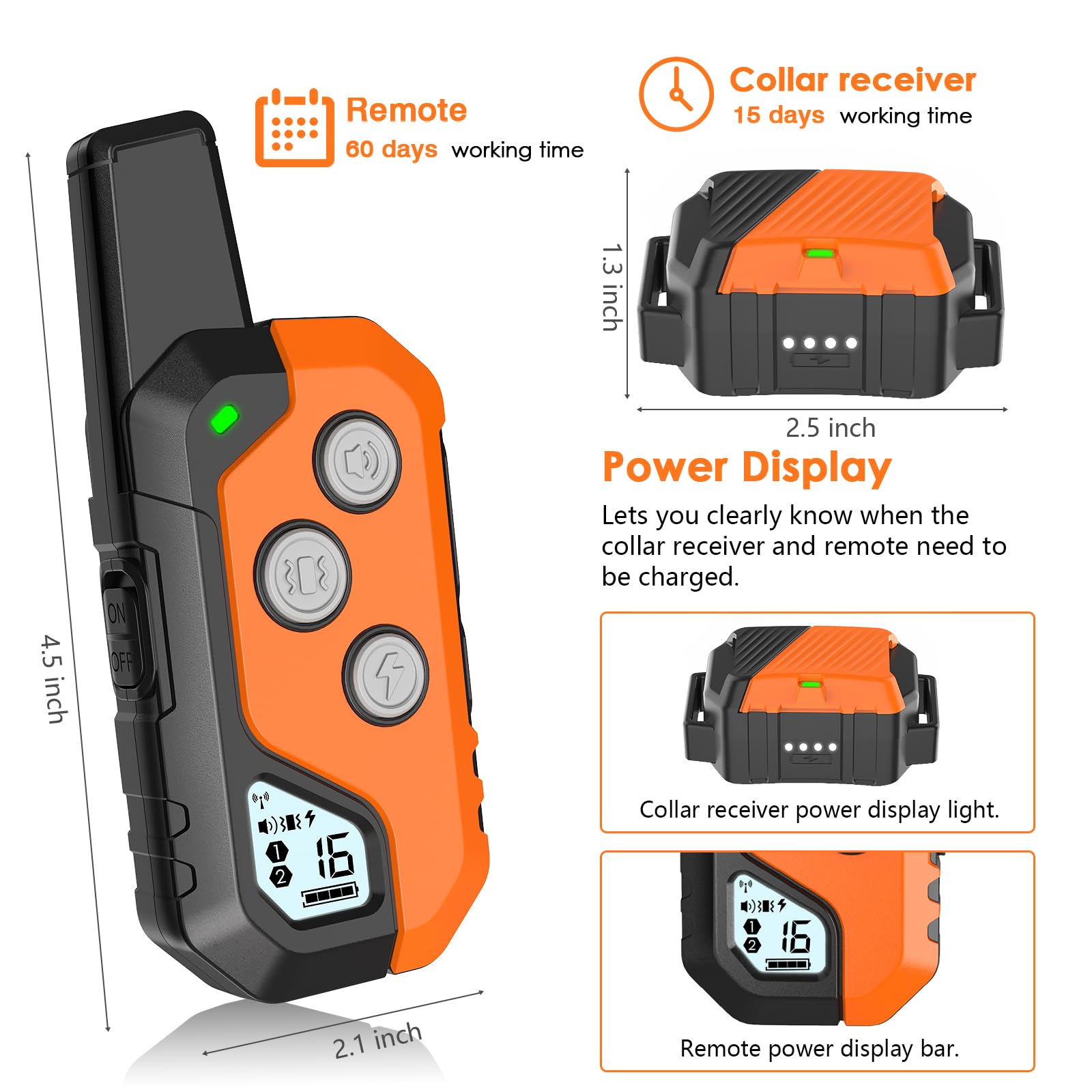 PIOUNS Dog Training Collar, IP67 Waterproof Dog Shock Collar with Remote Control, 3 Training Modes, Shock, Vibration and Beep, Rechargeable Electric Shock Collar for Large Medium Small Dogs