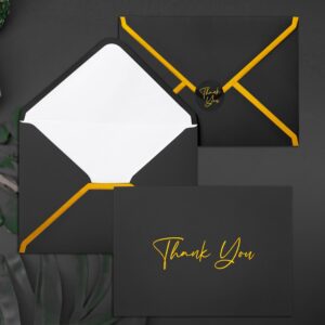 Mr. Pen- Blank Thank You Cards with Envelopes, 20 Pack, 4x6, Gold Foil Thank You Notes with Envelopes, Black Wedding Thank You Cards Wedding, Thank You Note Cards, Baby Shower Thank You Cards