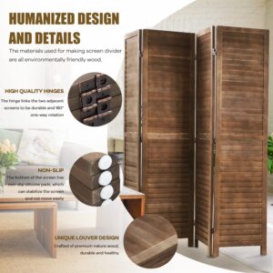 Room Divider 4 Panels, 5.75FT Wooden Room Divider Wall Folding Privacy Screens Freestanding Partition for Home Office Bedroom