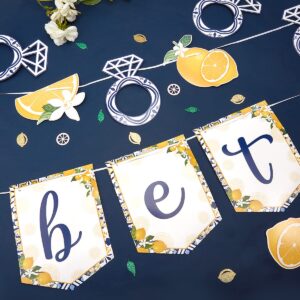 Lemon Bridal Shower Decorations - Yellow and Blue Bride To Be Banner, Lemon and Diamond Ring Garland, Fruit Lemon Theme Bachelorette Party Decorations