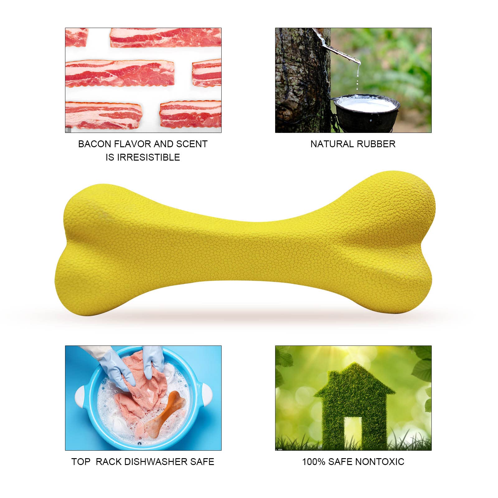 Qesonoo Dog Toys for Aggressive Chewers Dog SuperChewy Tough Dog Bone Toy for Large Medium Dogs Breed Strong Natural Rubber