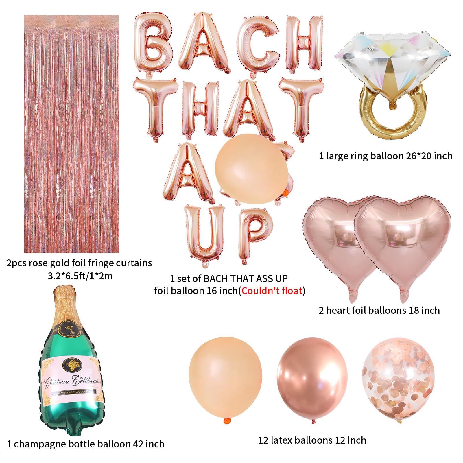 Wekayli Bachelorette Party Bach That Balloon Banner Brunch Bridal Shower Party Decorations Nash Bachelorette Party Sign Rose Gold Floral Decorations for Bridal Shower Bar