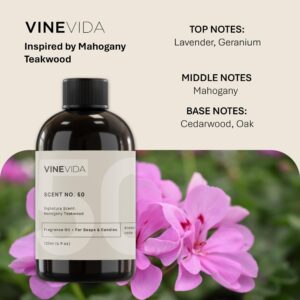 VINEVIDA [4oz] Mahogany Teakwood Fragrance Oil for Candle Making - Candle Scents for Candle Making, Made in USA Candle Oil Scents - Scents for Soap Making - Natural Candle Fragrance Oil - Soap Scents