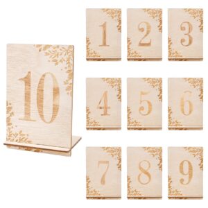 urroma wedding wooden table numbers with wooden base,1-10 rustic wedding centerpieces for tables number wooden sign for party decor