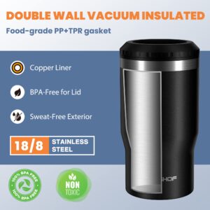 HAUSHOF 12 oz Can Cooler, 4 in 1 Insulated Stainless Steel Can Insulator, Fits for 12 oz Standard Can|12 oz Slim Can|12 oz Beer Bottle, Perfect for Camping, Beach, Picnic