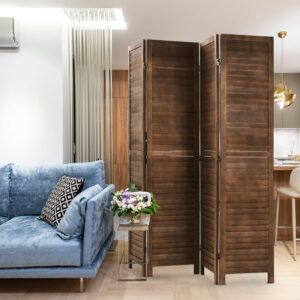 Room Divider 4 Panels, 5.75FT Wooden Room Divider Wall Folding Privacy Screens Freestanding Partition for Home Office Bedroom