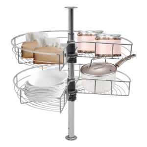 kiopowq corner shelf, 23.62'' 2 tier lazy kitchen base cabinet corner organizer, 270° rotating blind corner wire kidney shaped cabinet mounted