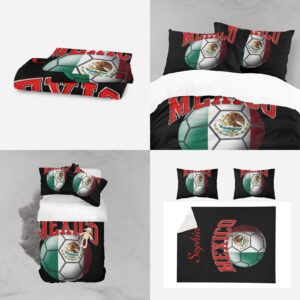 CUXWEOT Mexico Mexican Flag Soccer Ball Custom 3 Piece Bedding Sets King Size Personalized Duvet Cover Set Quilt Cover Besclothes with Name