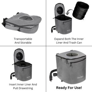 Deluxe Recycles Collapsible Trash Can for Boating and Camping | Large, Durable, and Portable with Inner Bin - 8 Gallons (Grey)