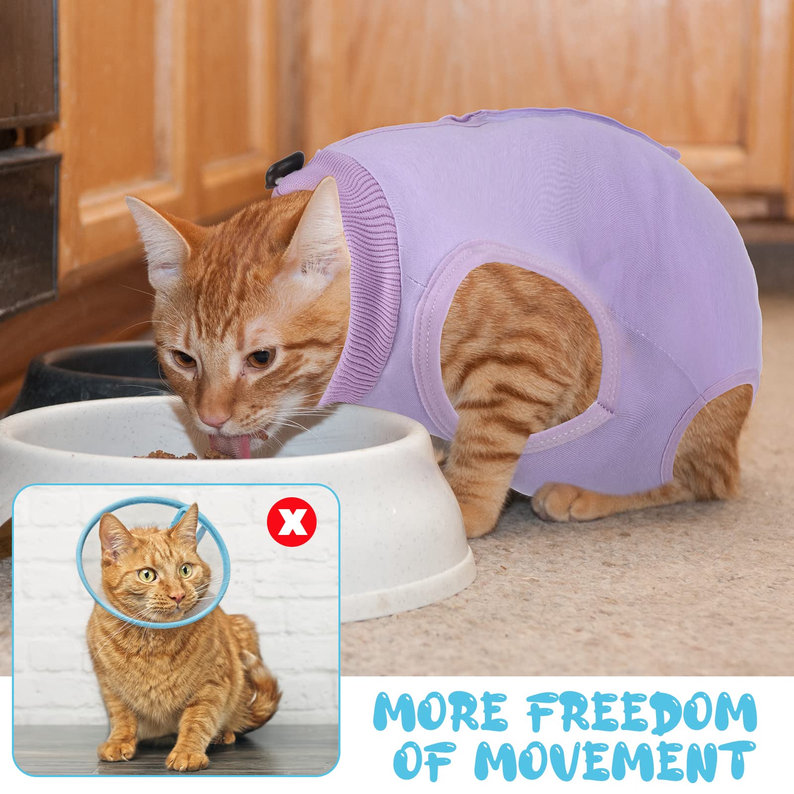 6 Pcs Cat Recovery Suit Kitten Recovery Suit Surgical Abdominal Skin Anti Licking Pajamas for Cats E Collar Alternative for Cats and Dogs After Surgery Wear, 6 Colors (Medium)