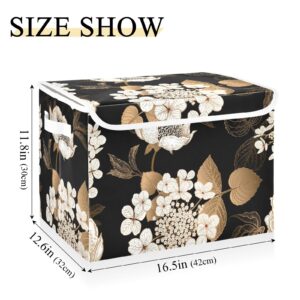 Tatenale Collapsible Storage Bins with Lids Decorative Fabric Storage Cubes Closet Organizer and Storage Basket Boxes Containers for Clothes Box Chest Nursery Folding Rectangle Retro Flower