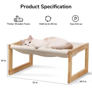 FUKUMARU Cat Bed, Plush Velvet Cat Beds for Indoor Cats, Wooden Cat Hammock, 21 x 16.5 Inch Cat Couch, Suitable for Cats, Dog, Bunny, Rabbit, Kitten and Small Animal