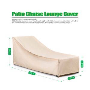 F&J Outdoors Waterproof UV Resistant Heavy Duty Patio Chaise Lounge Chair Cover, 2Pack, 79"Lx30"Wx30"H, Beige