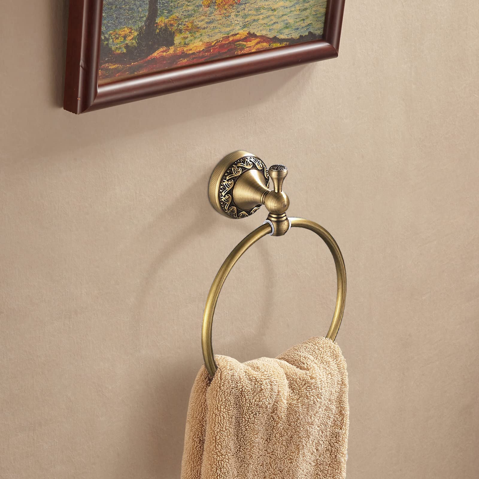 Leyden Brass Toilet Paper Holder,Antique Towel Ring Retro Hand Towel Holder,Brass Towel Bar,Antique Towel Rack Holder Bath 11.81 Inch Rod Hanger