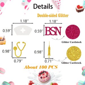 Labakita BSN Confetti for Tables, 100 Pcs Glitter Nurse Confetti for Table, Medical School Nursing Party Confetti, Nurse/RN Graduation Decorations