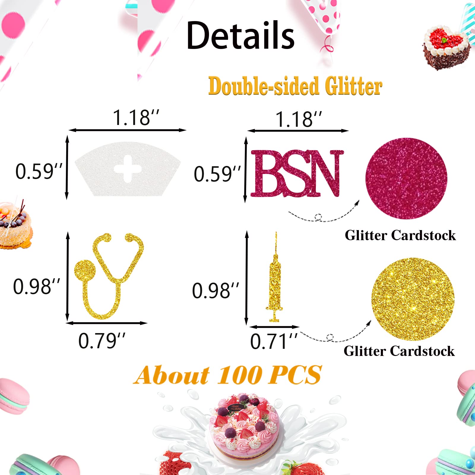 Labakita BSN Confetti for Tables, 100 Pcs Glitter Nurse Confetti for Table, Medical School Nursing Party Confetti, Nurse/RN Graduation Decorations