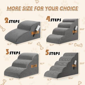 Romrol Dog Stairs Ramp for Beds Couches, Extra Wide Pet Steps with Durable Non-Slip Waterproof Fabric Cover, Dog Slope Stairs for Small Dogs and Cats or Pets Friendly, 3-Tiers