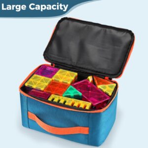 Gemmicc Toy Carry Case,Magnetic Tiles Storage Bag, Water Resistant Oxford Cloth Organizer, Box Storage Bin for Playroom, Classroom,Home Organization(Blue)