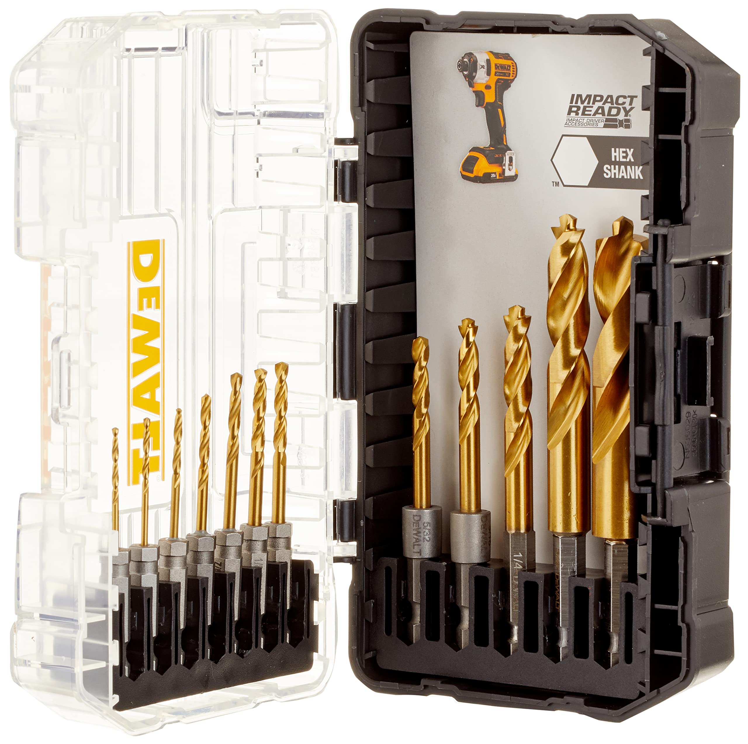 DEWALT Drill Bit Set, Titanium Impact Ready, Ideal for Metal, Wood, and Plastic, 12 Piece (DD5152)