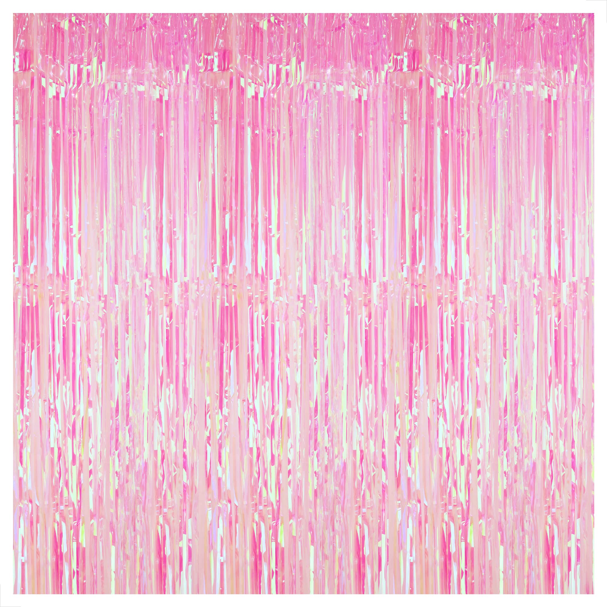 KatchOn, XtraLarge Pink Iridescent Fringe Curtain - 3.2x8 Feet | Iridescent Backdrop for Iridescent Party Decorations | Pink Birthday Decorations | Pink Fringe Backdrop for Pink Party Decorations