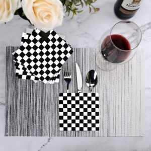 40Pcs Checkered Flag Napkins Race Car Birthday Party Supplies Disposable Racing Party Napkins Black and White Dessert Paper Napkins for Baby Shower Racing Themed Party Decorations Favors