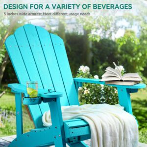 YITAHOME Outdoor Rocking Adirondack Chair, Heavy Duty Plastic Rocking Chairs with Rotatable Cup Holder, Oversized Rocker Chair for Garden Lawn Yard Patio Deck Backyard Pool Porch Beach Fire Pit