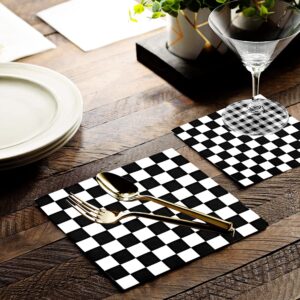 40Pcs Checkered Flag Napkins Race Car Birthday Party Supplies Disposable Racing Party Napkins Black and White Dessert Paper Napkins for Baby Shower Racing Themed Party Decorations Favors