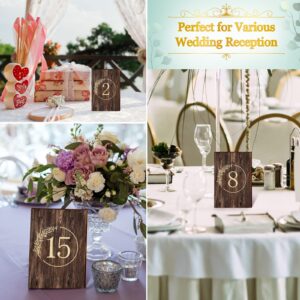 25 Pieces Rustic Wooden Wedding Reception Table Numbers Decors Country Wedding Table Decoration Self Stand Wedding Centerpieces Table Signs for Wedding Bridal Shower Restaurant Decor, Number 1 to 25