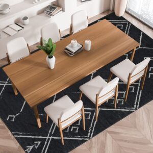 Machine Washable Area Rug Non Slip Backing & Ultra-Thin & Stain Resistant & Eco Friendly & Family and Pet Friendly - Everest Geometric Modern Bordered Black & Creme Design 8'x10'