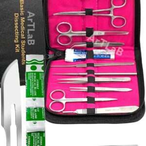 New Premium Stainless Steel Biology Lab/Anatomy/Medical Student Dissection Kit Set - Scalpel Knife Handle,Blades, Forceps, Scissors and Tweezers- Student Use and Veterinary (Set of 27 Each)