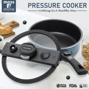 Moss & Stone 2.3 Quart Micro Pressure Cookware with Detachable Handle And One-Hand Operating Glass Lid, Pressure Canner Stovetop & Induction Cookware, Micro-Pressure Cooking Pot Nonstick