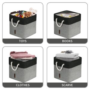 KITCSTI Storage Basket for Organizing, Large Fabric Foldable Organizer Bins with Handle for Shelves Toys Closet Clothes and Sundries, Cube