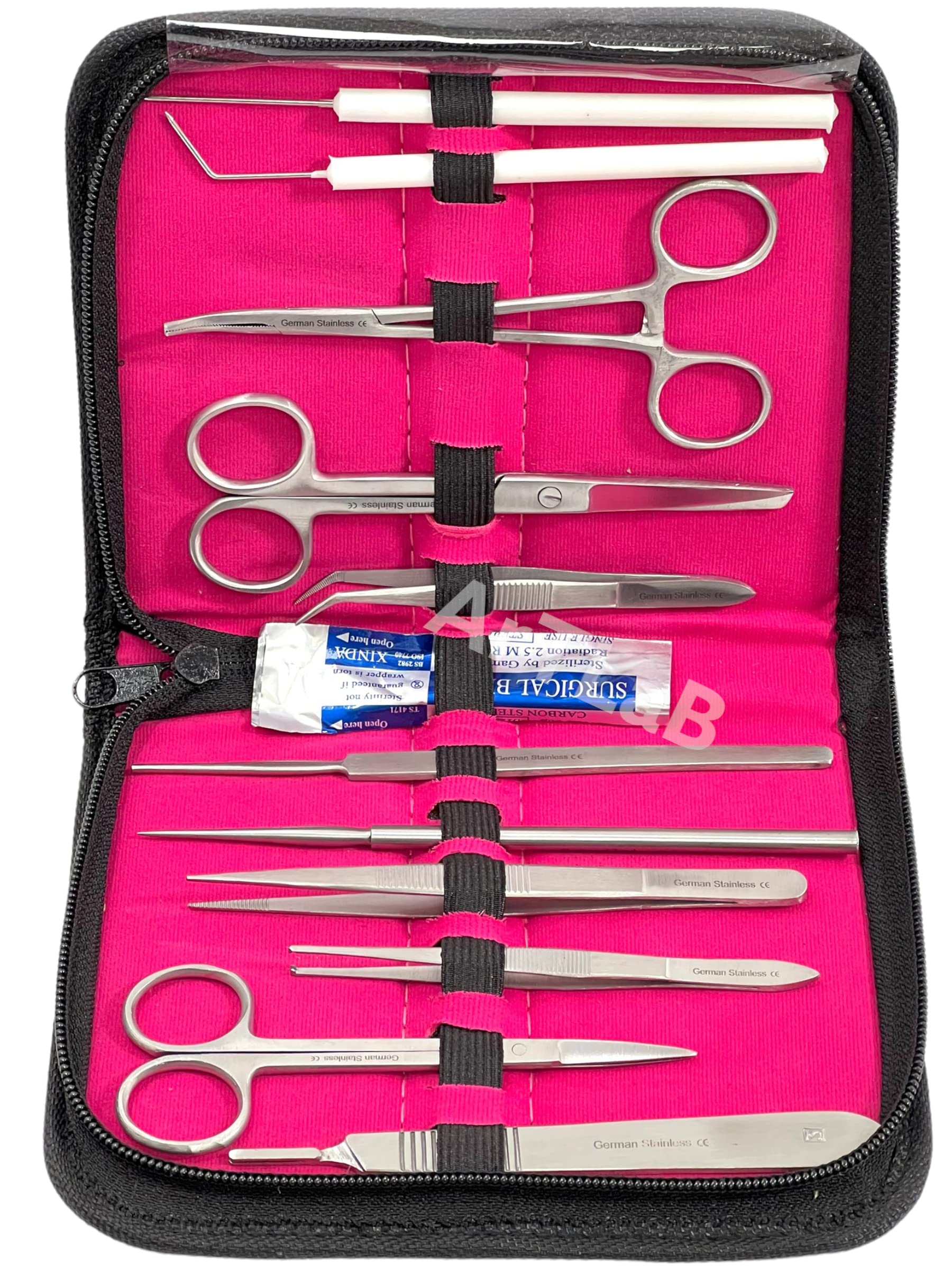 New Premium Stainless Steel Biology Lab/Anatomy/Medical Student Dissection Kit Set - Scalpel Knife Handle,Blades, Forceps, Scissors and Tweezers- Student Use and Veterinary (Set of 27 Each)