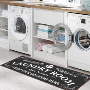 Kuilepa Farmhouse Laundry Room Area Rugs 20"X47" Non Slip Waterproof Laundry Floor Mat Durable Entrance Rug Area Rug for Kitchen Floor Laundry Room Bathroom Hallway Entryway Area Rugs