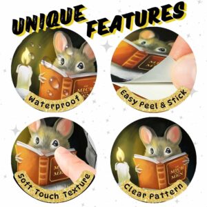 Mouse Reading Book, Wall Decor Sticker Decal, Kids Room, Classroom, Home, Bedroom, Bookcase, Book Lover, of Mice and Men, Children, Adorable, (Mouse Reading Book)