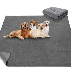 loobani non-slip washable pee pad for dogs, 1 pack extra large reusable dog mat for floor, fast absorbent pet whelping pads, puppy playpen mat for incontinence, housebreaking, crate, 82x82in, gray