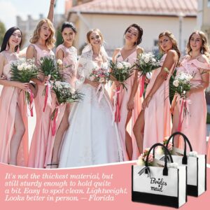 Chunful 8 Pcs Bride Bridesmaids Gift Bag 16" x 12" x 7" Canvas Tote Bags with 8 Pcs Bride Bridesmaids Makeup Bag for Wedding Favor Bachelorette Bridal Shower Party Team Bride