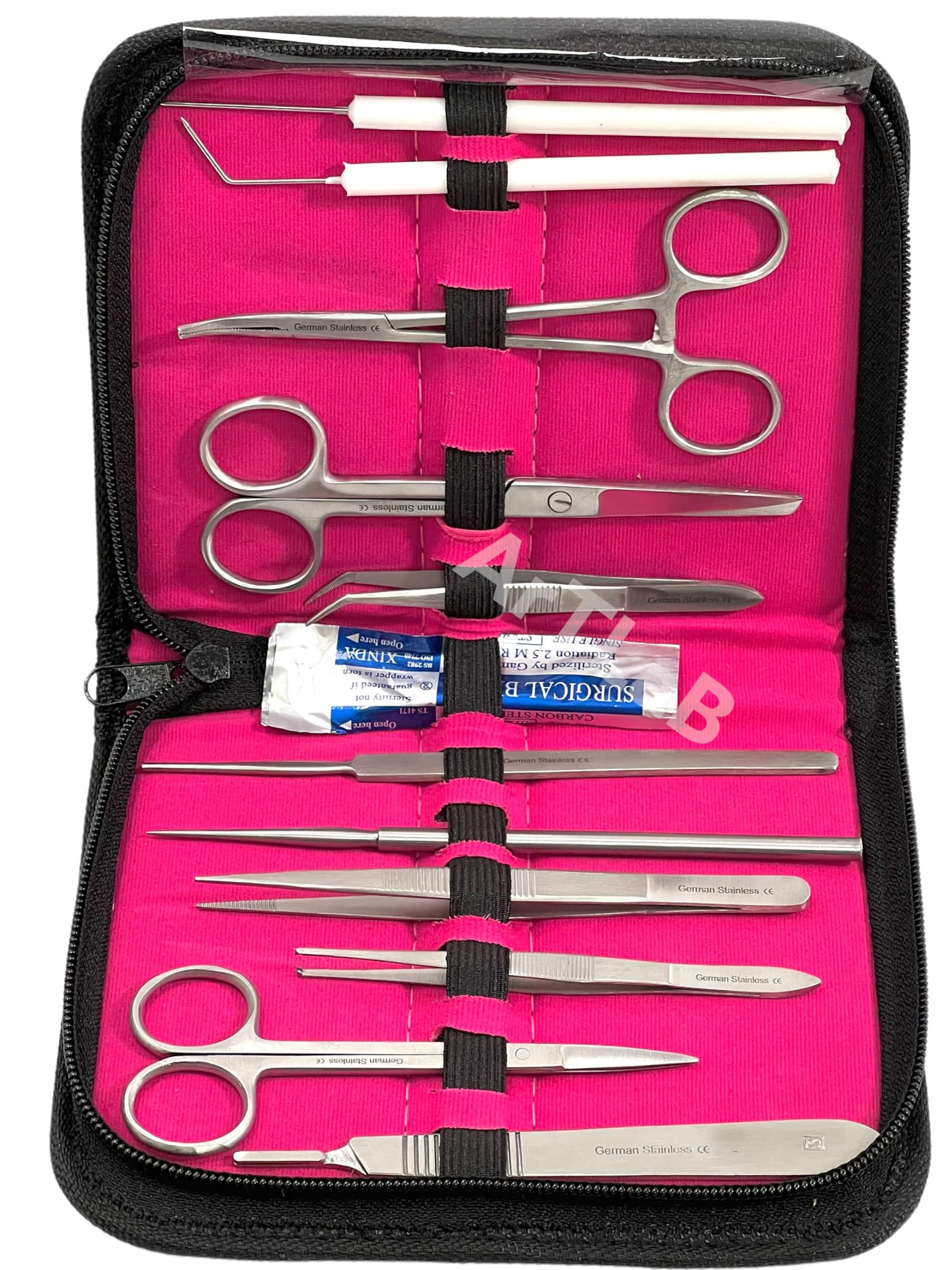 New Premium Stainless Steel Biology Lab/Anatomy/Medical Student Dissection Kit Set - Scalpel Knife Handle,Blades, Forceps, Scissors and Tweezers- Student Use and Veterinary (Set of 27 Each)