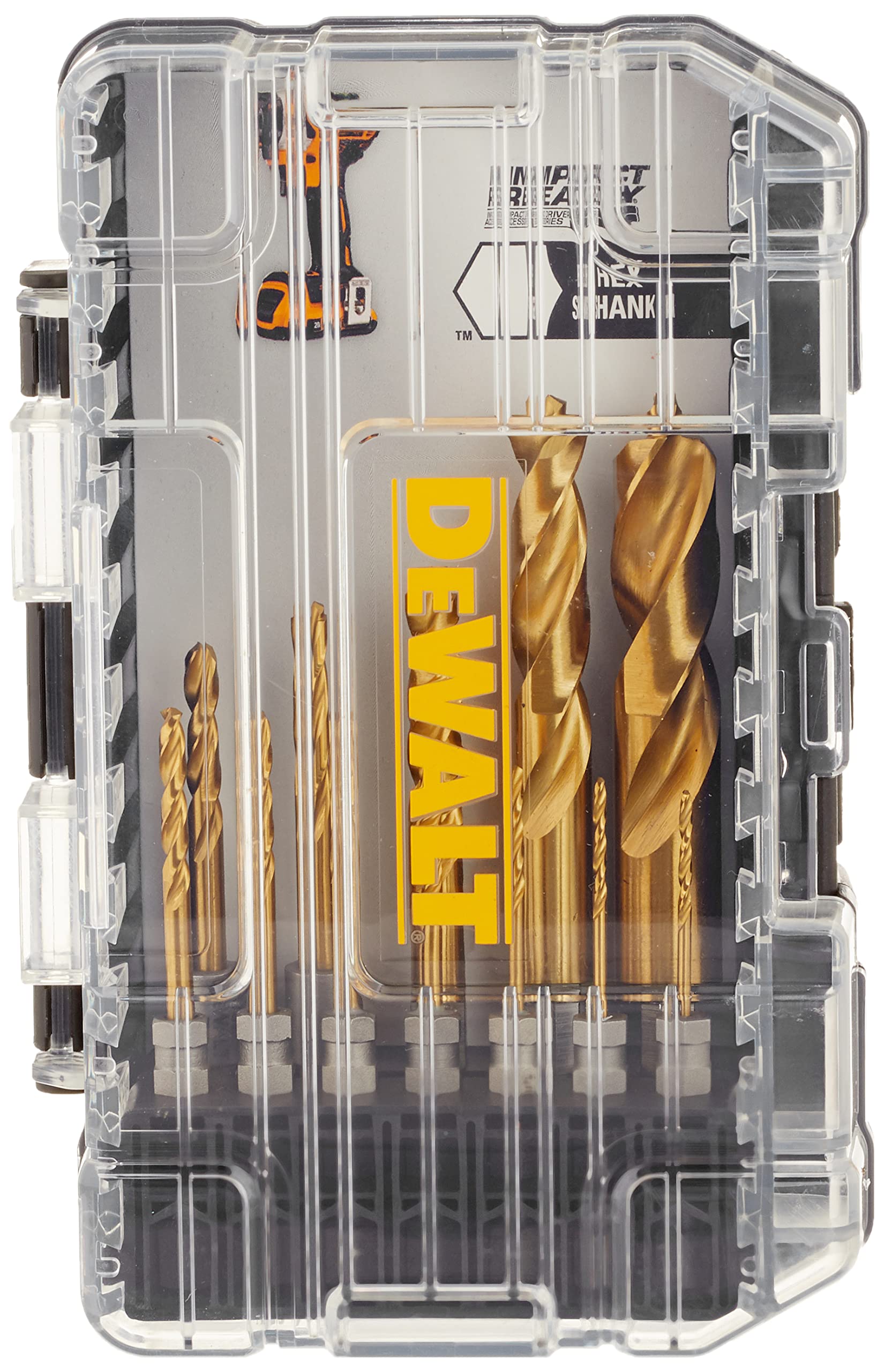 DEWALT Drill Bit Set, Titanium Impact Ready, Ideal for Metal, Wood, and Plastic, 12 Piece (DD5152)