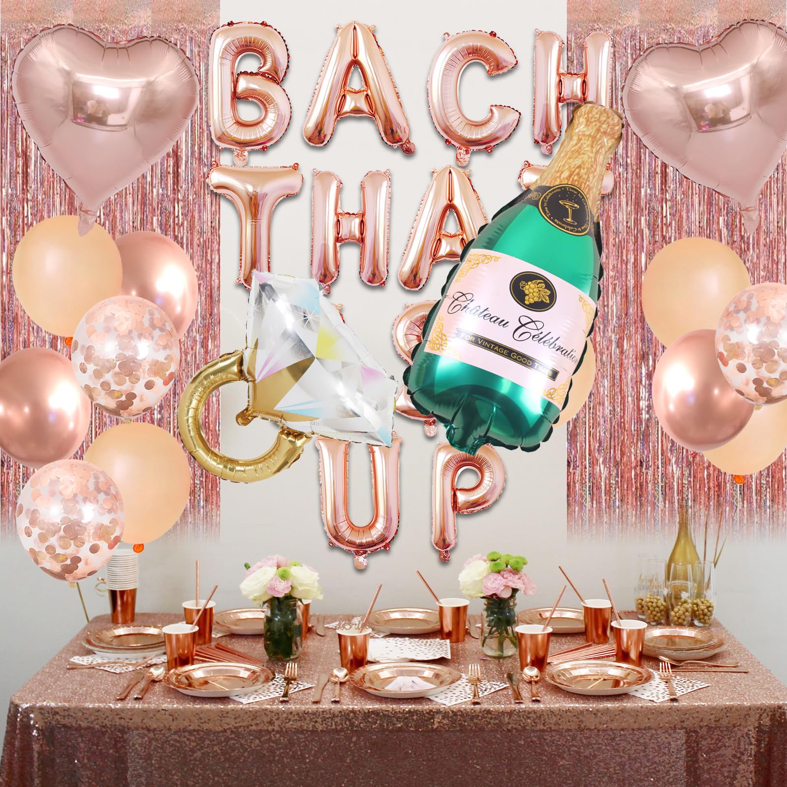 Wekayli Bachelorette Party Bach That Balloon Banner Brunch Bridal Shower Party Decorations Nash Bachelorette Party Sign Rose Gold Floral Decorations for Bridal Shower Bar