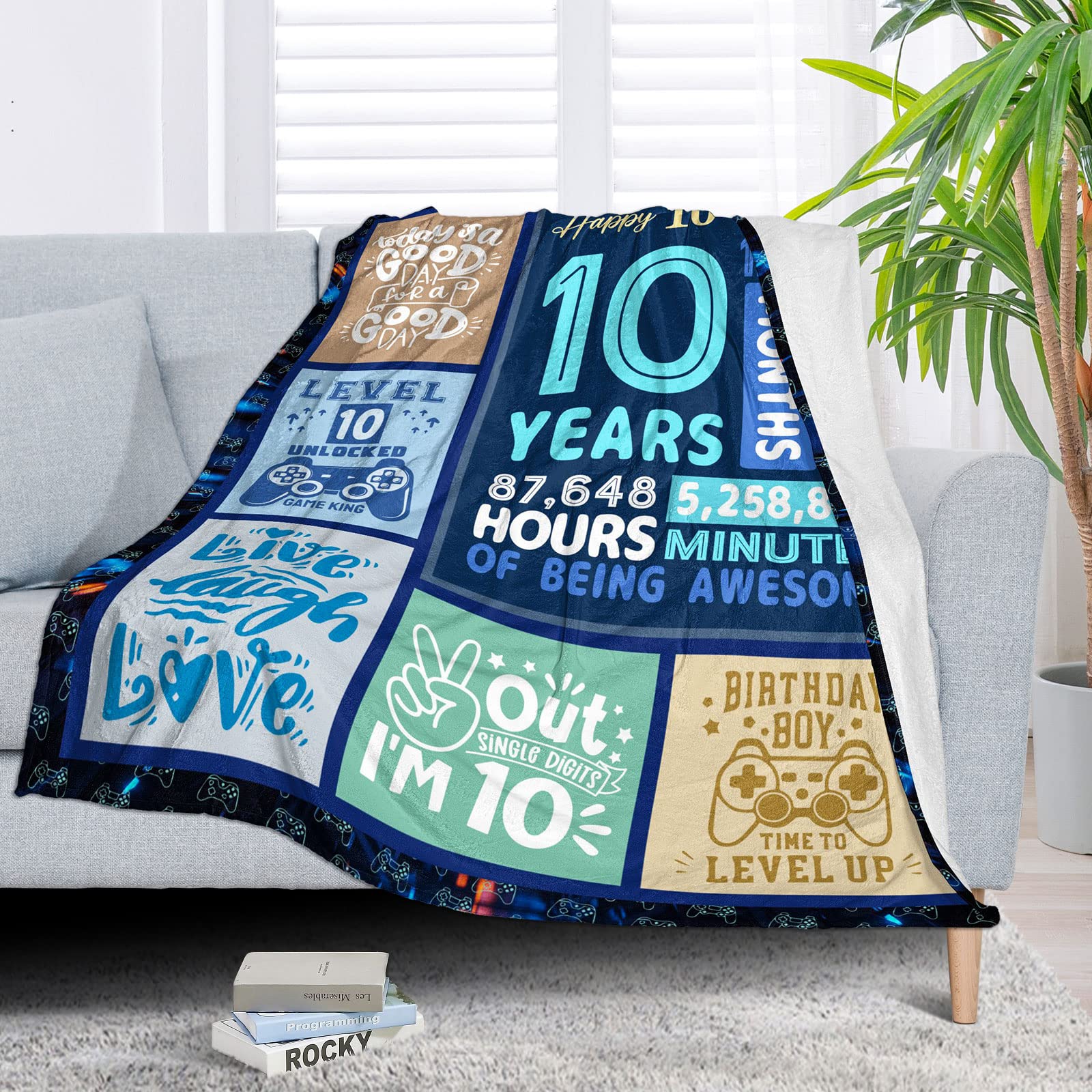 SIKLTY 10 Year Old Boy Gift Ideas, Coolest Gifts for 10 Year Old Boys, Boys Age 10 Gift for Birthday, 10th Birthday Decorations for Boy, Best 10 yr Old Boy Birthday Gift Throw Blanket 60 x 50 Inch