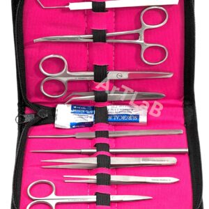 New Premium Stainless Steel Biology Lab/Anatomy/Medical Student Dissection Kit Set - Scalpel Knife Handle,Blades, Forceps, Scissors and Tweezers- Student Use and Veterinary (Set of 27 Each)