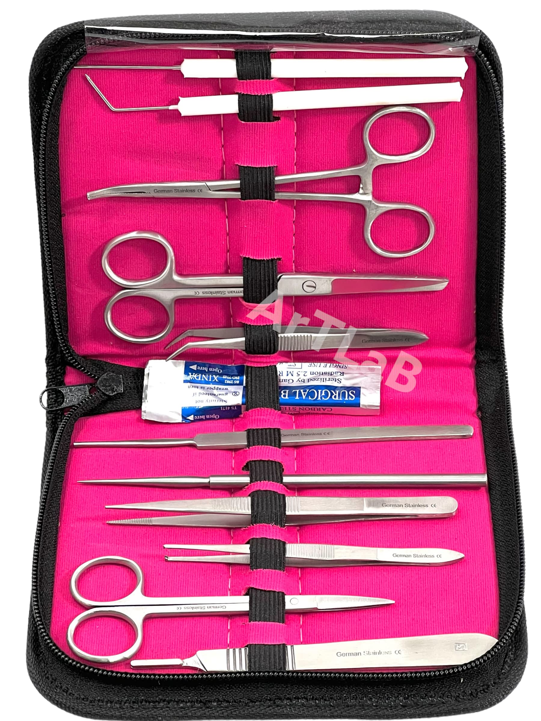 New Premium Stainless Steel Biology Lab/Anatomy/Medical Student Dissection Kit Set - Scalpel Knife Handle,Blades, Forceps, Scissors and Tweezers- Student Use and Veterinary (Set of 27 Each)