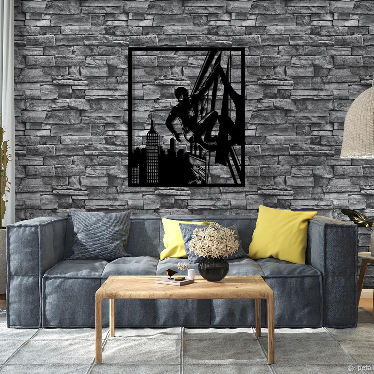 Nukofal Grey Brick Wallpaper Peel and Stick Gray Stone Contact Paper 17.7"x118.1" Faux Brick Contact Paper Backsplash Wallpaper Stone Self Adhesive Wallpaper Removable for Kitchen Textured Vinyl