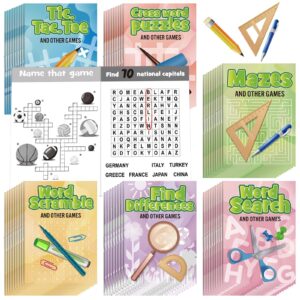 hungdao 48 pcs mini activity books for boys and girls, fun and games, challenging activities include mazes, word scramble and more bulk gifts for students party classroom goodie bag stuffers