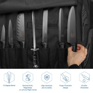 XYJ Authentic Since1986,Professional Knife Sets for Master Chefs,Slicing Cooking Knife With Roll Bag,Cover,Scissors,Honing Steel,Culinary Chef Knives,Paring,Santoku,Bread,Slice