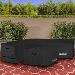 ULTCOVER Patio L-Shaped Left Facing Sofa Cover Waterproof for 6-Seater Outdoor Sectional Furniture Couch 85x110 inch Wide, Black