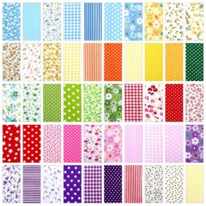 Boyiee 50 Pcs 10 x 10 Inch Cotton Fabric Squares Flower Fabric Quilting Squares Flower Pattern Sewing Fabric Precut Fabric Bundles for Quilting Sewing Project DIY Patchwork Crafts