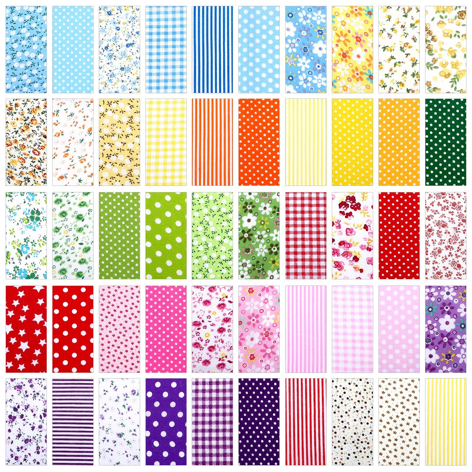 Boyiee 50 Pcs 10 x 10 Inch Cotton Fabric Squares Flower Fabric Quilting Squares Flower Pattern Sewing Fabric Precut Fabric Bundles for Quilting Sewing Project DIY Patchwork Crafts