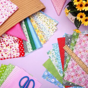 Boyiee 50 Pcs 10 x 10 Inch Cotton Fabric Squares Flower Fabric Quilting Squares Flower Pattern Sewing Fabric Precut Fabric Bundles for Quilting Sewing Project DIY Patchwork Crafts